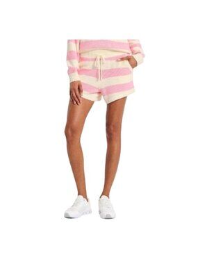 JoyLab Womens Pink & White Striped Knit Shorts With Pockets Drawstring Waist XL